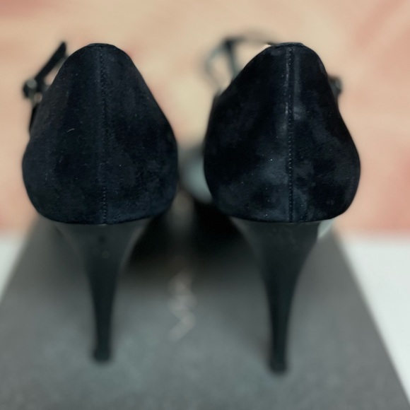 Via Spiga V Sapore T-strap Peep-toe Heeled Sandals Black &Silver size 9M - Picture 4 of 8